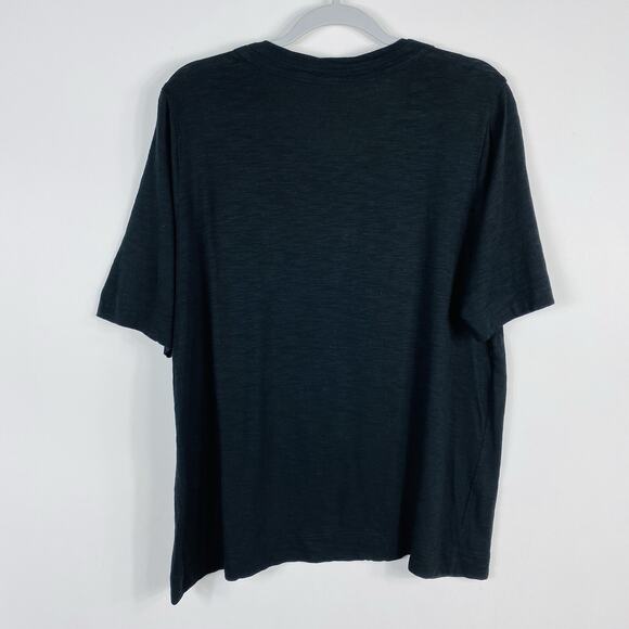 Chico's Size XL 16 3 Slub Scoop Neck Short Sleeve Tee Top Black Cotton Modal - Picture 2 of 5